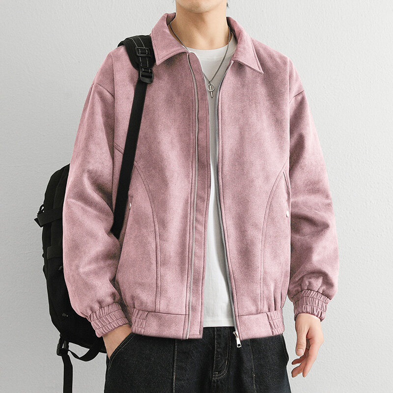 Men's Lapel Jacket Fashion Casual Handsome All-match Loose Solid Color Spring New Student Jacket Men's Wear