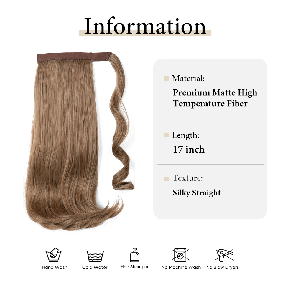 Peluca de seda de alta temperatura transfronteriza con clip, cabello largo, cola de caballo, bobinado femenino, micro rizo natural, fibra química, fabricante de cola de caballo, comercio exterior_voghion.com