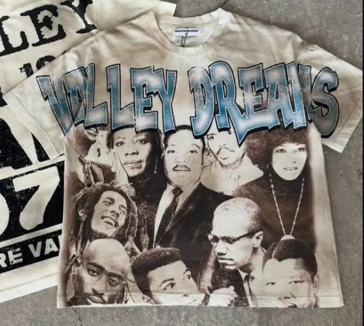 Verano estilo americano retro impresión oscura lavado con agua hace viejos bloques sueltos oversize hip hop skate camiseta de manga corta