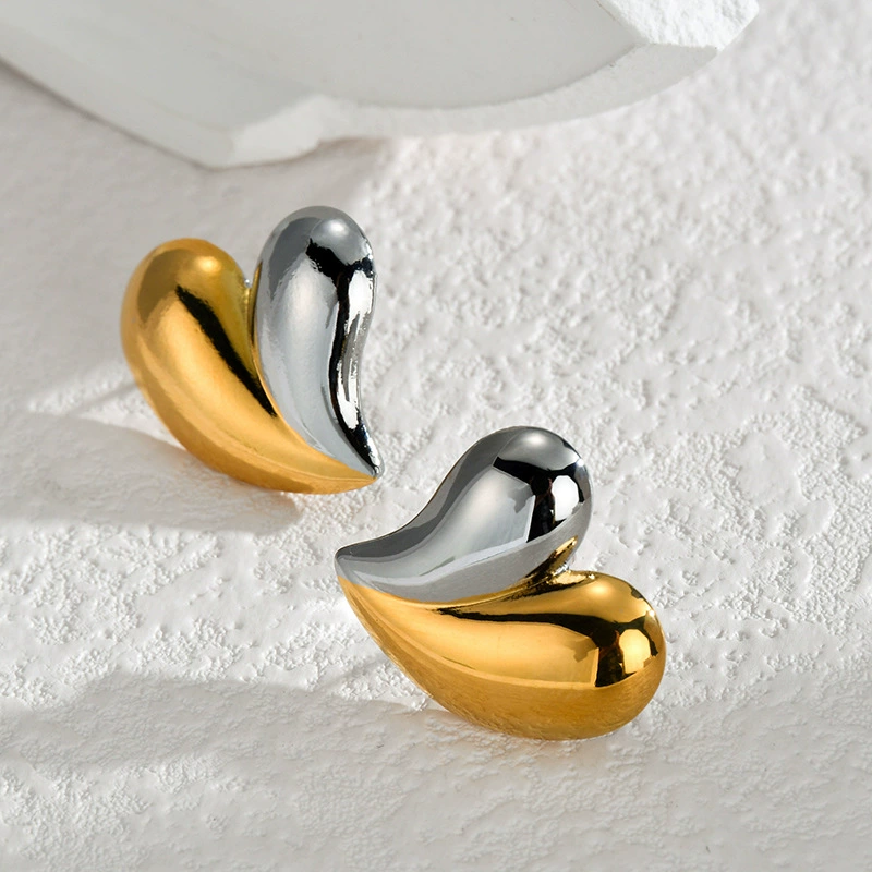 Серьги Tide: асимметричные из нержавеющей стали и 18K белого золота, простой элегантный дизайн, Style 1–5