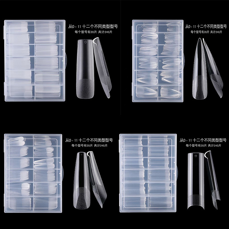 Nail tools 240 pieces semi-frosted XXL extended water pipe tip nail trapezoidal square fake nail pieces Nail tools 240 pieces semi-frosted XXL extended water pipe tip nail trapezoidal square fake nail pieces