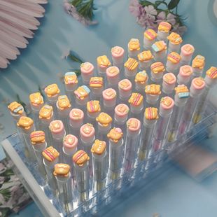 Butter Bear Cartoon Independent Test Tube Disposable Eyelash Brush Beauty Eyelashes Portable Dustproof Makeup Brush Eyebrow Brush Transparent