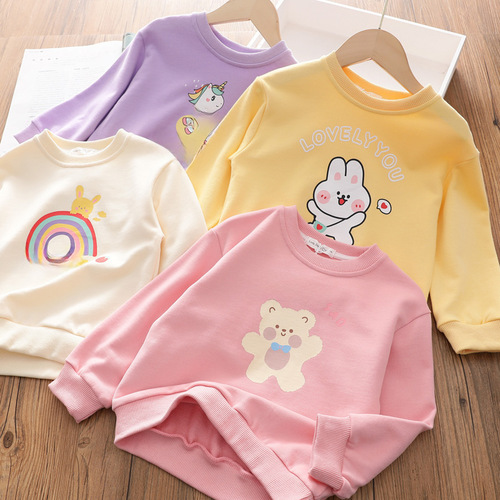 Girls' Sweatshirt Spring and Autumn  New Children's Autumn Wear Boys and Girls Baby Early Autumn Top Children's Clothing Cotton Clothes 