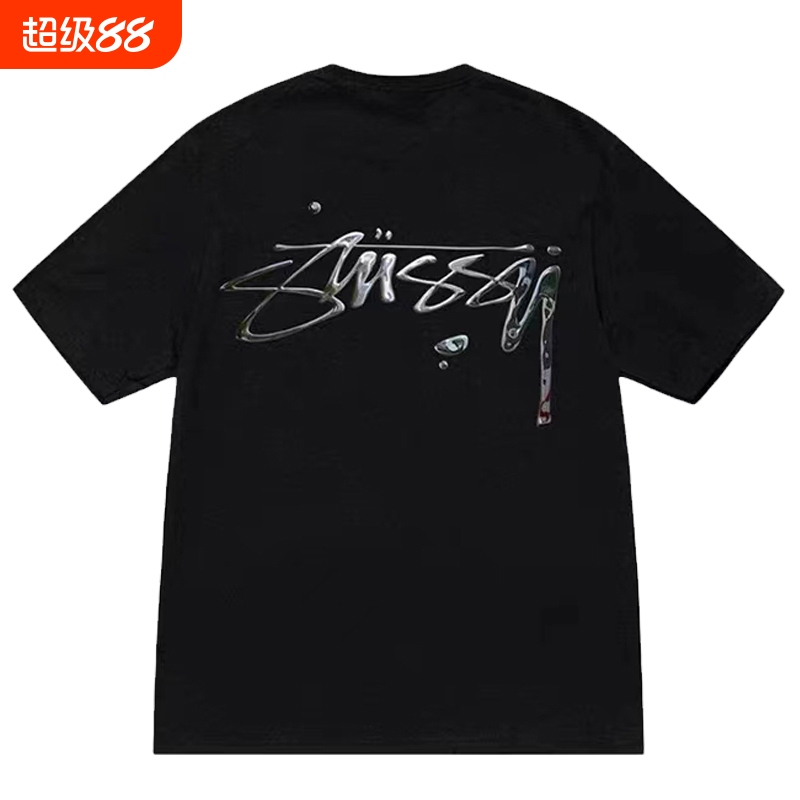 Cross-Border Trendy Brand Stussy Stu Round Neck Short-Sleeve 230g Heavyweight High-Quality Loose-Fit Pure Cotton Unisex T-Shirt with All Tags Intact