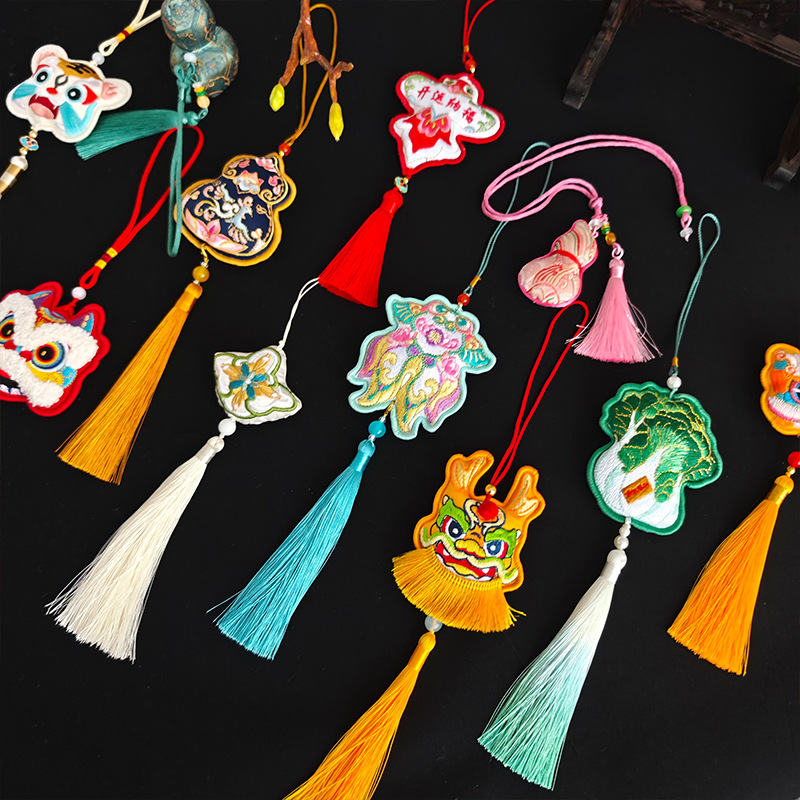 2025年宵掛件新中式葫蘆錦鋰高級刺繡香包香囊年宵福桶配件DIY