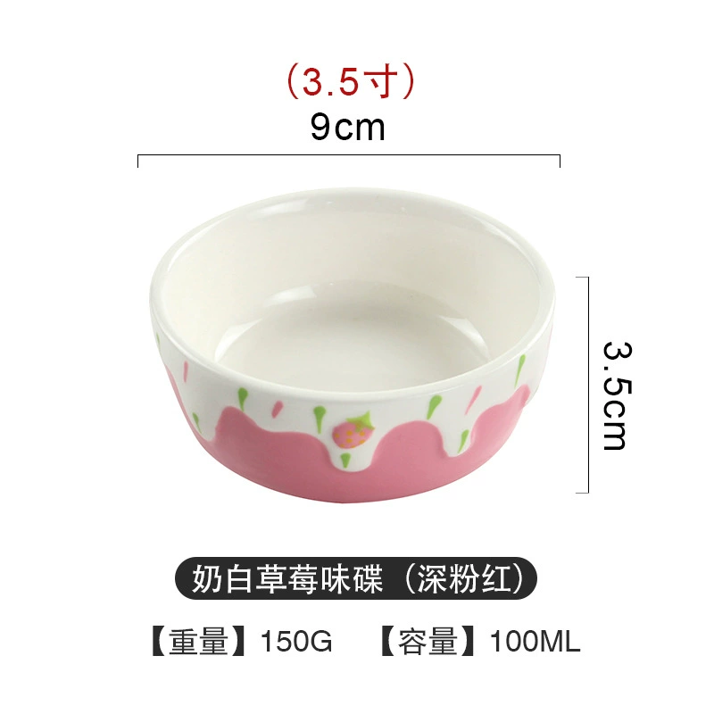 Ceramic tableware set, handmade strawberry design, 3-piece home dining kit
