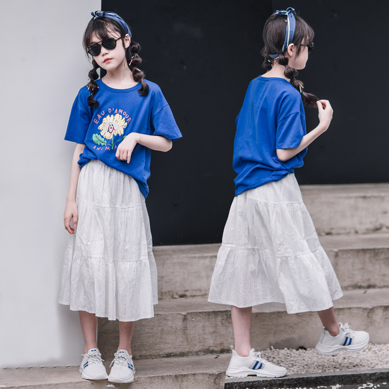 Faldas para niñas, estilo coreano, estilo nuevo de verano 2024, faldas de media longitud para niñas mayores, faldas por encima de la rodilla para niñas, faldas modernas para niñas pequeñas