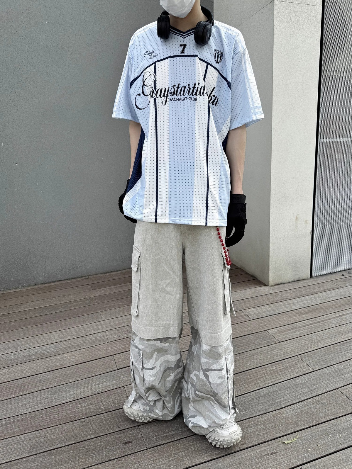 American-style Sports V-neck Jersey Short-sleeve T-shirt, New Loose Hip-hop Style T-shirt For Men And Women, Couple's_viptrois.com