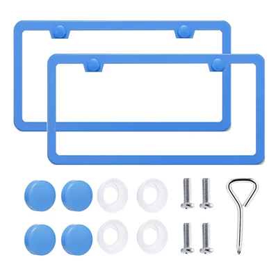 Frame Including Accessories Screw Wrench, License plate holder/license plate holder - 2-holes-blue-price-per-piece