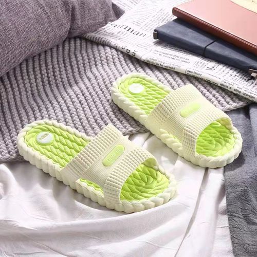 Summer Home Flat Wear-resistant Slippers for Women, Bathroom Shower Cooling Slippers for Couples, Soft Sole Non-slip Indoor and Outdoor One-piece Slippers