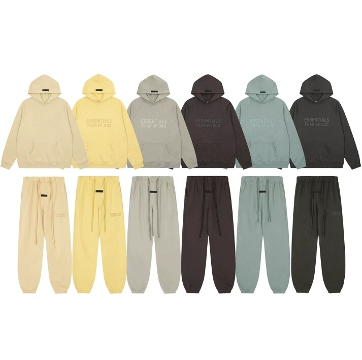FOG High Street Line ESSENTIALS Three-dimensional Silicone Letter fleece-lined Hooded Sweatshirt Casual Trousers suit Trendy