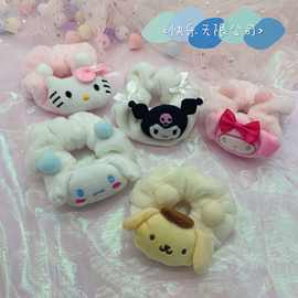 日系少女心大耳狗库洛米JK软妹可爱毛绒大肠发圈卡通发绳发饰皮筋