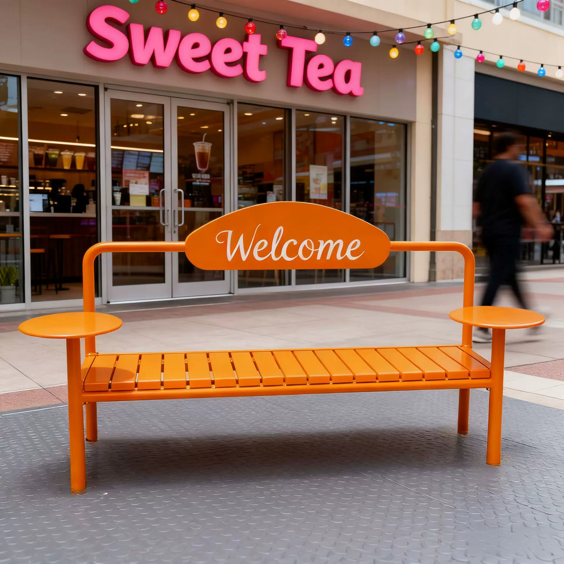 ins户外长椅金属欢迎凳公园庭院休息区桌椅商业街门店商用休息椅