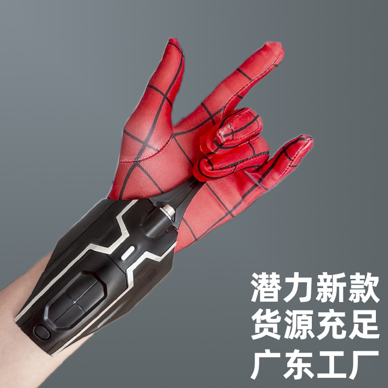 Spider-Man transmisor spinning guantes genuinos reales cuerda automática spinning seda de araña negro tecnología juguetes para niños