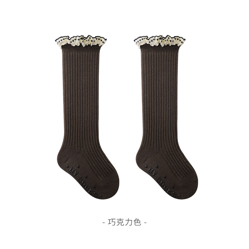 2024 otoño nuevo calcetines de niñas calcetines de encaje de niños vintage sen princesa calcetines de pantorrilla de bebé