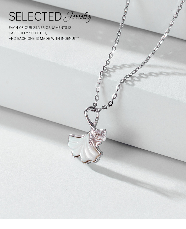 Simple Style Leaf Sterling Silver Necklace Inlay Shell 925 Silver Necklaces display picture 1