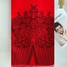 秋冬款喜庆平安福鱼福中国风福字大红喜庆本命礼品围巾支持定制