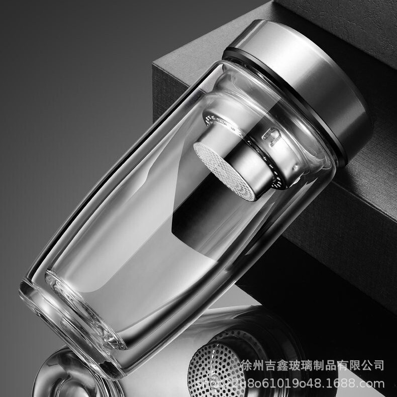 鹅蛋杯商务通过茶杯耐高温茶水分离杯大容量双层加厚玻璃杯泡茶杯|undefined