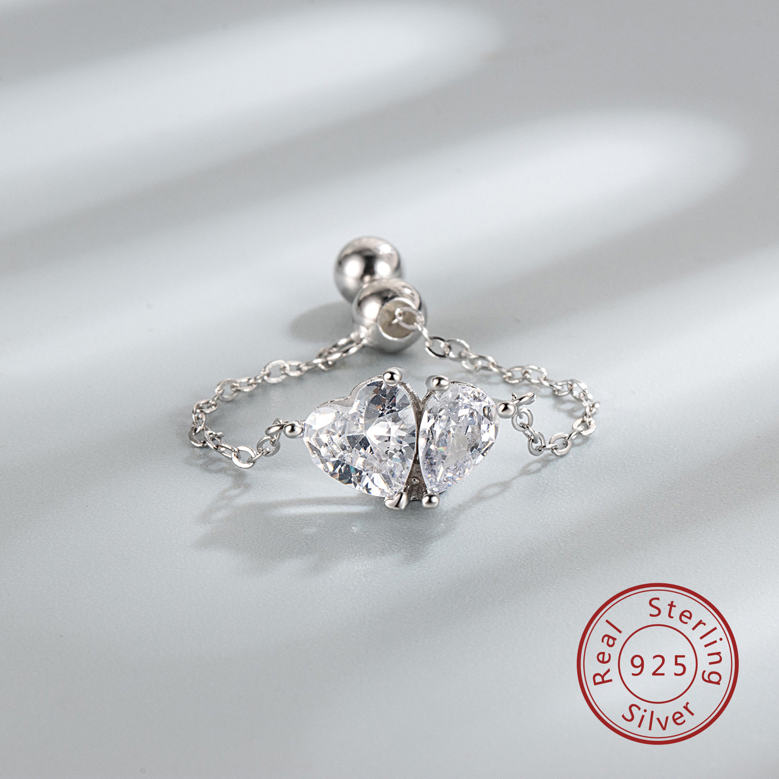 1g Weight 925 Sterling Silver Zircon Heart Shape Rings 925 Sterling Silver Rings