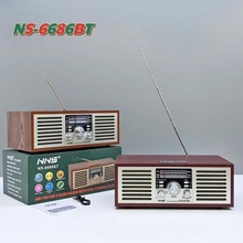 新款复古NS6686BT蓝牙音箱木质古典家用收音机低音炮便携插卡音响
