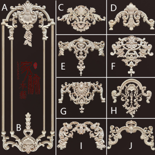 Dongyang Wood Carving Solid Wood Applique Wood Carving Corner Flower European Style Flower Lattice Background Wall French Ornaments Cabinet Door Wedding Wall Panel