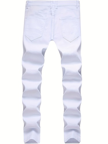 Men's Slim Fit Ripped Skinny Jeans Stretchy Distressed Cross-border