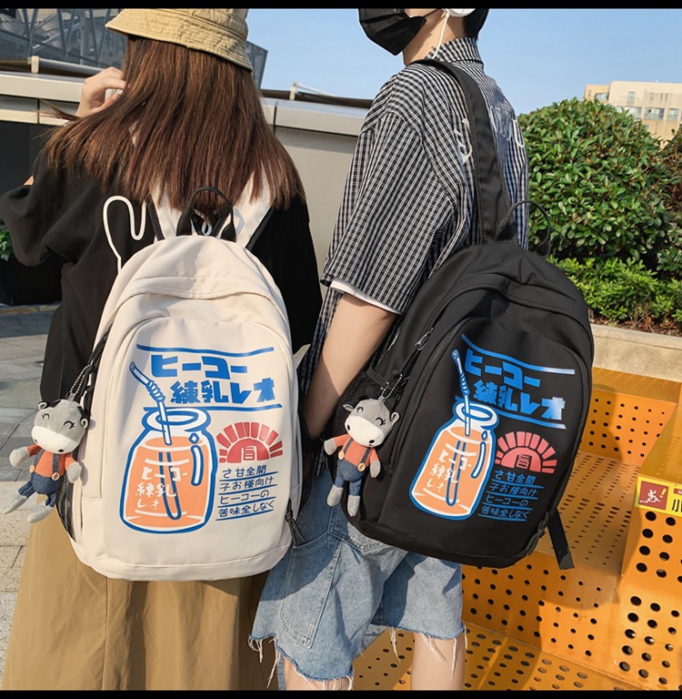 Nihaojewelry Wholesale Korean Contrast Color Printing Large-capacity Backpack display picture 1
