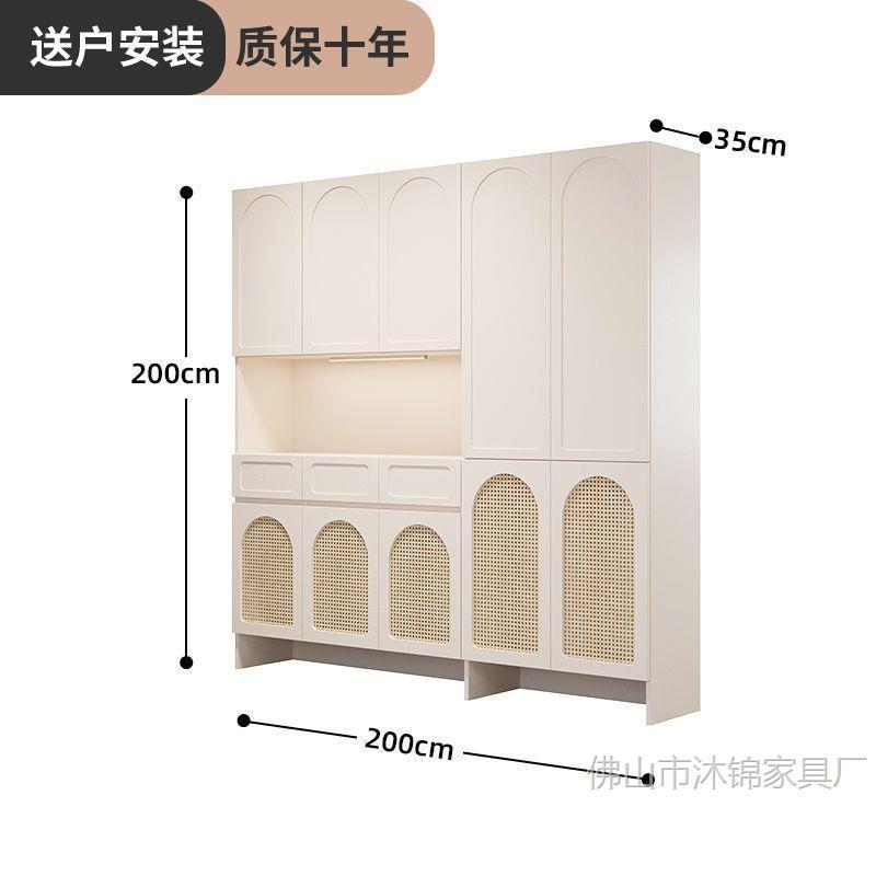 门口家用藤编鞋柜轻奢高级感储物柜一体入户门靠墙高款门厅收纳柜|undefined