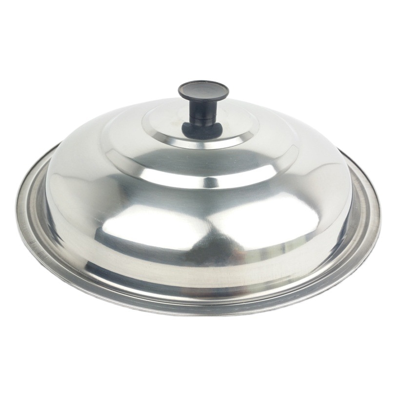 Tapa de wok de acero inoxidable engrosada arco antiguo wok cubierta redonda wok hierro frito trípode tapa grande olla tapa