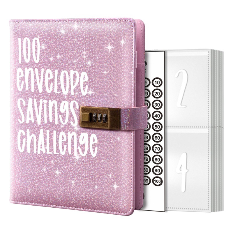 100 EnvelopeChallenceBinder bloqueo de contraseña 100 días par ahorro desafío de hojas sueltas libro de mano