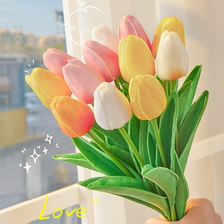 Bulk Tulips in stock Supply Tulip bouquet high sense PU artificial flower orname