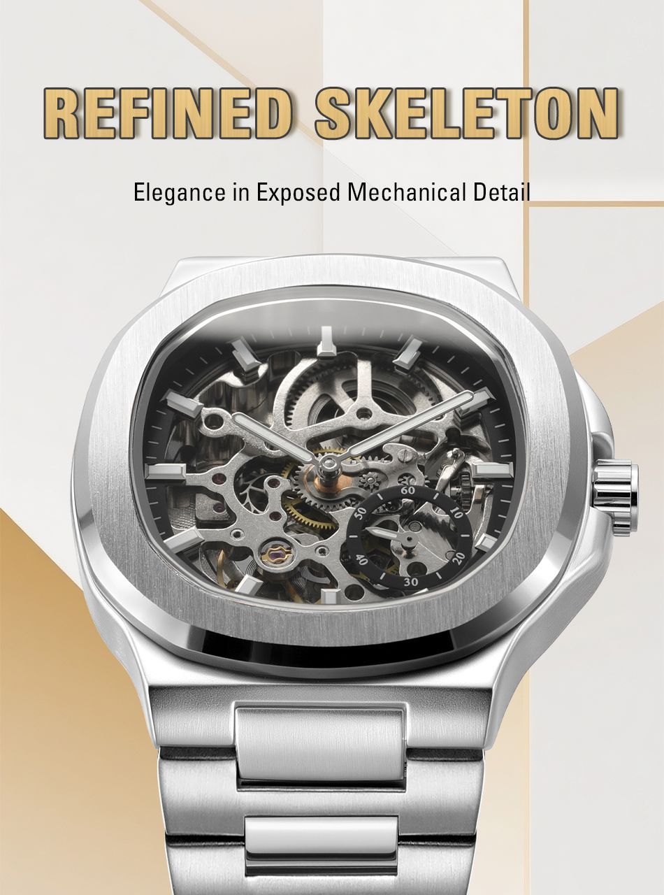 Men's Automatic Mechanical Watch European Style Hollow Design_voghion.com
