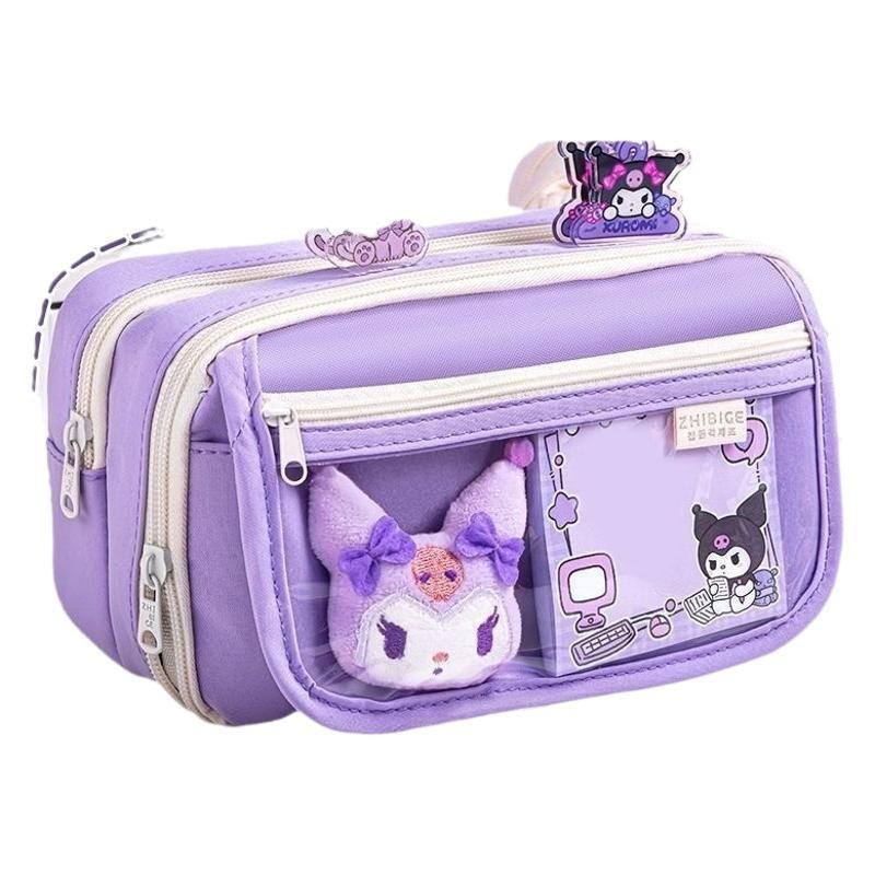 Japón encantador dibujos animados tablero de ajedrez bolsas de lápiz de gran capacidad bolsas de lápiz bolsas de almacenamiento de lienzo estudiantes bolsas de papelería