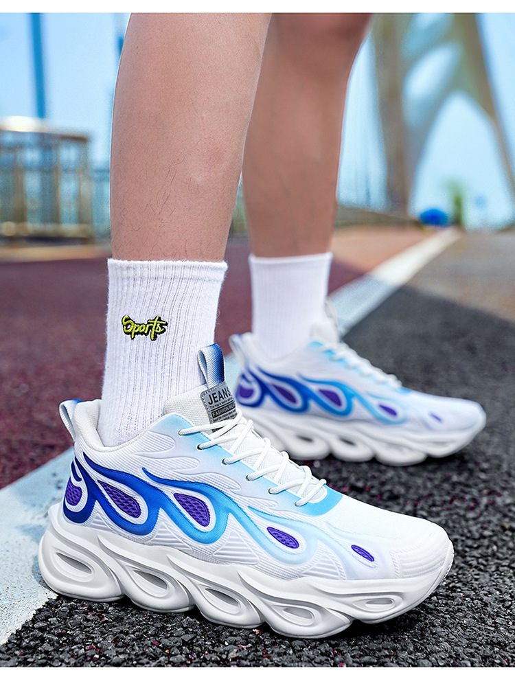 Herren Herbstsport 2024 neue atmungsaktive ultraleichte Dämpfung Laufschuhe aus weißem Casual Mesh mit dicker Sohle_voghion.com