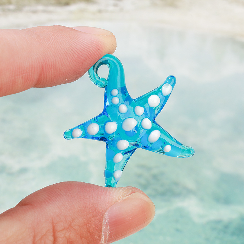 Starfish Pattern 1 Piece Glass Starfish DIY Jewelry Accessories Pendant