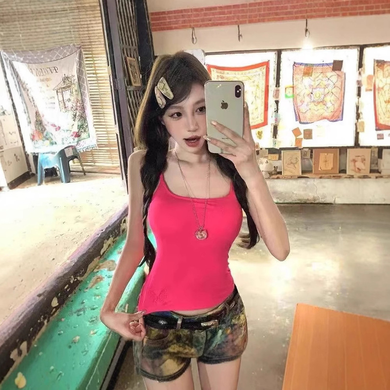 Slimming Versatile Camisole with Chest Pads, Seamless Push-Up Strapless Beauty Back Bra for Women, Summer Rose Red Beauty Back Style