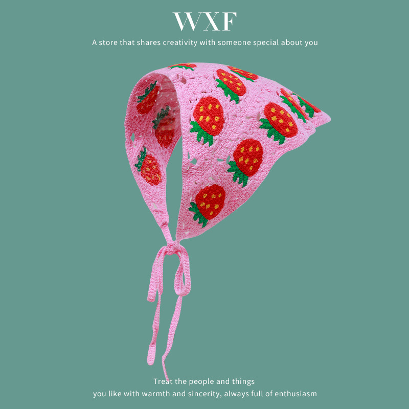 Francés vintage turbante mujer turbante triángulo de dopamina viaje dulce encantador gancho flores estilo de arte de punto de moda correa de pelo