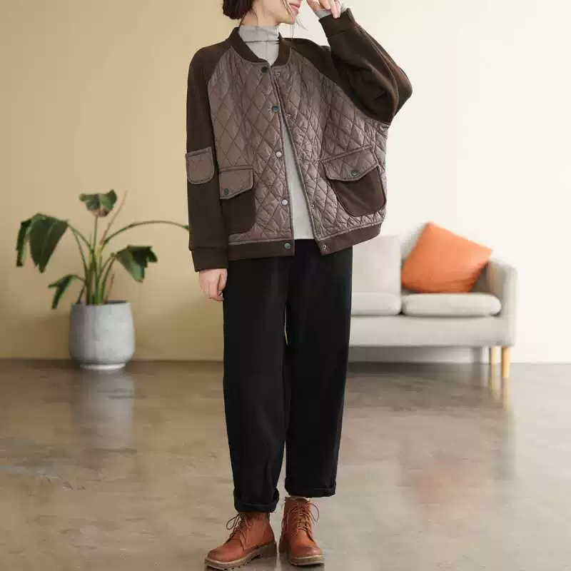 Demi-season quilted jacket, baseball uniform for leisure, increased thickness, Korean style