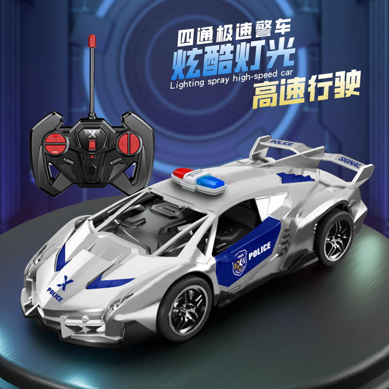 1:18 coche de policía de control remoto recargable eléctrico doble luz puede abrir la puerta de carreras de 6 - 12 años juguetes