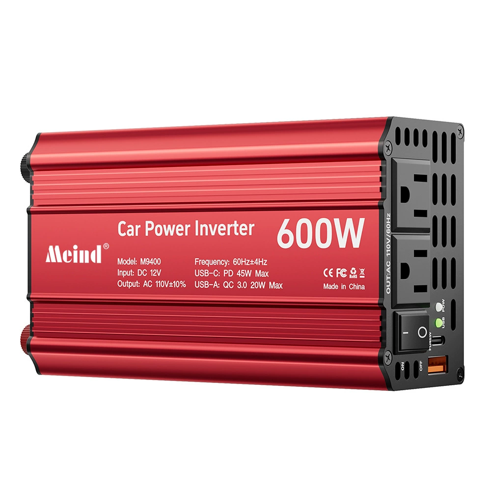 Meind кросс-бордер инвертор мощностью 600W 12/24V на 110V по стандарту США 2USB быстрая зарядка PD45W+QC3.0