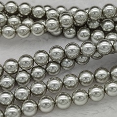 廠家供應水晶玻璃穿孔珍珠 灰色直孔玻璃仿珍珠DIY 手鍊 項鍊配件