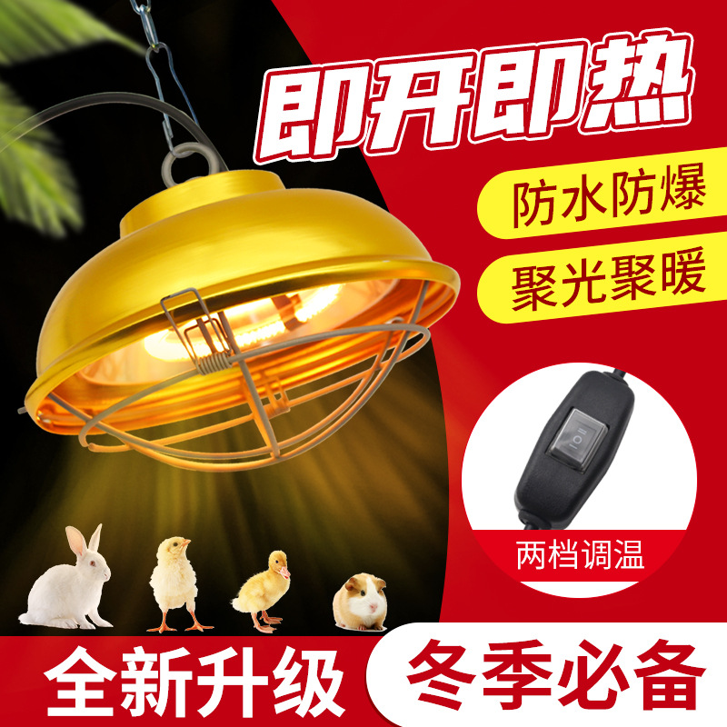 养殖场卤素保温灯鸡鸭仔猪取暖灯节能防水可调温度育雏加热保温灯