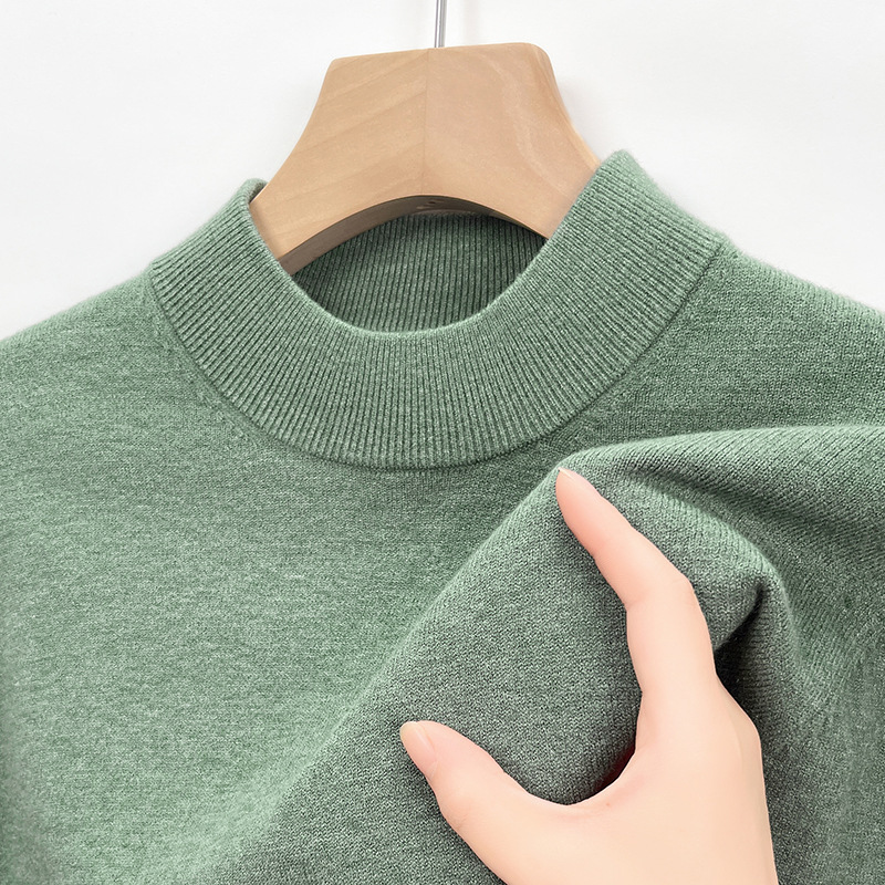 冬の新商品の男性式の半高襟のウールのセーターは厚くて暖かい長袖のニットの服の軽い豪華な紳士服の純色のセーターの男性を厚くします。|undefined