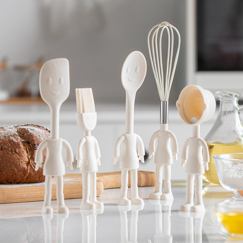 Kitchen Mini Silicone Kitchenware 5-Piece Set Whisk Scraper Eggbeater Measuring Spoon Baby Food Baking Tools