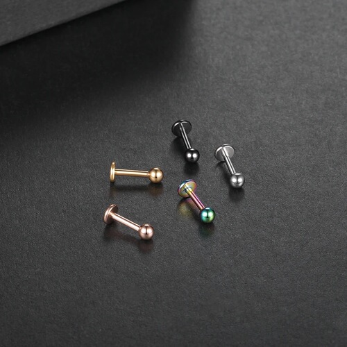 G23 Titanium Alloy External Thread Titanium Cone Spherical Round Slice Lip Pin Tongue Pin Tongue Pin Pure Titanium Human Body Piercing Jewelry