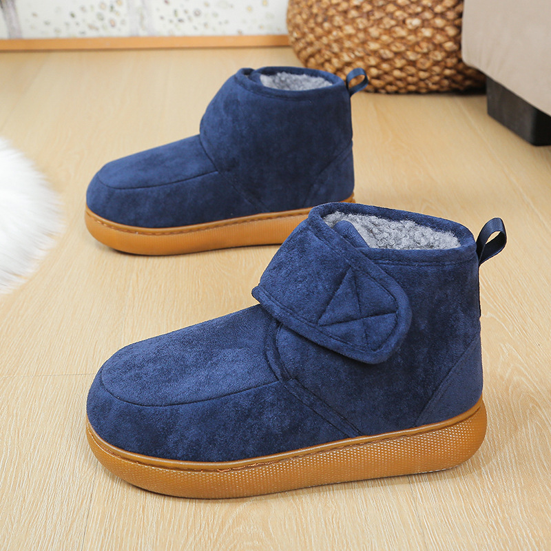 Anti-Slip and Anti-Fall Manufacturer Wholesale Foreign Trade Cotton Slippers with Heel Thick Sole Middle-Aged and Elderly Furry Shoes Mother's Cotton Shoes