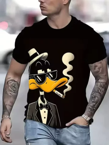2025 New Aliexpress Amazon Foreign Trade Cross-Border Casual Versatile Handsome Cartoon 3D Printed Short-Sleeved T-Shirt