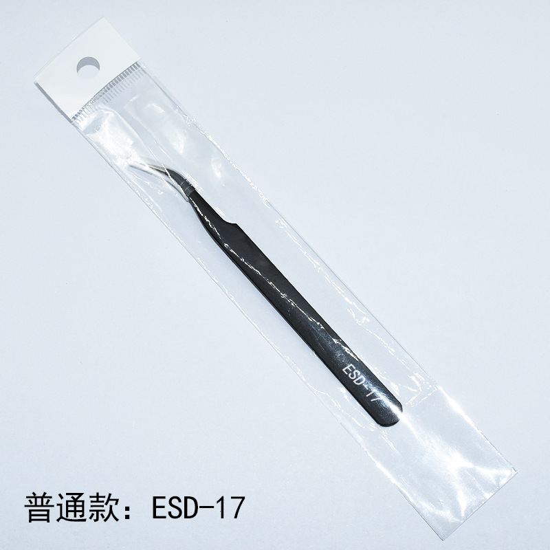 Pinzas de acero inoxidable para manualidades, pinzas puntiagudas para decoración de uñas, pestañas postizas, herramienta antiestática ESD-15 para bisutería.