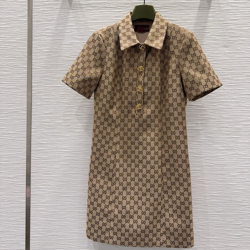 Shenzhen Nanyou 26 New Model Gu Double g Logo Embroidered High-Quality Monogram Fashion French-Style Dress