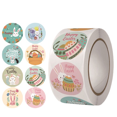 Easter Theme Novelty Stickers Easter Egg Rabbit Self-Adhesive Roll Party Favors DIY Kids Face Makeup Dress Up Tags
